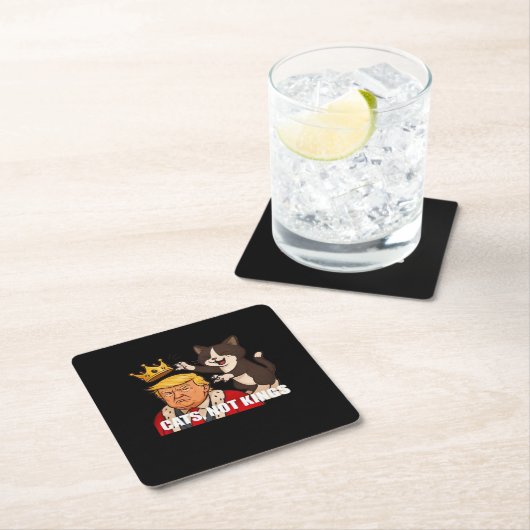 No Kings Anti Cats Funny Classic Style Kartonnen Onderzetters (Insitu)