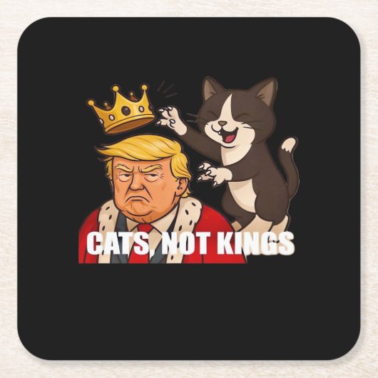 No Kings Anti Cats Funny Classic Style Kartonnen Onderzetters (Voorkant)