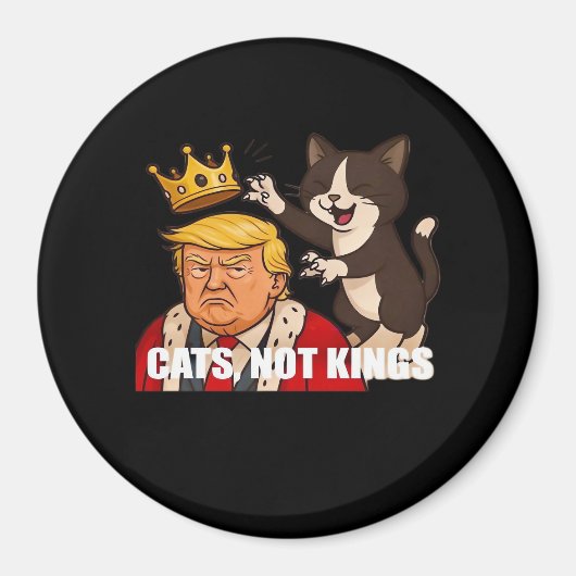 No Kings Anti Cats Funny Classic Style Magneet (Voorkant)