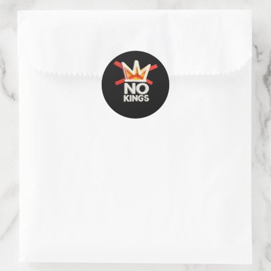 No Kings Anti Minimal Clean Design Ronde Sticker (Tas)