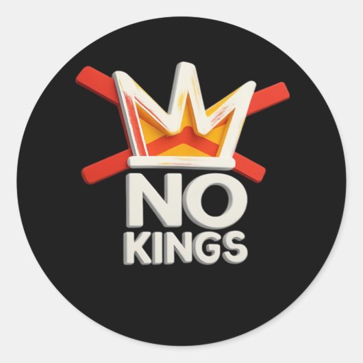 No Kings Anti Minimal Clean Design Ronde Sticker (Voorkant)