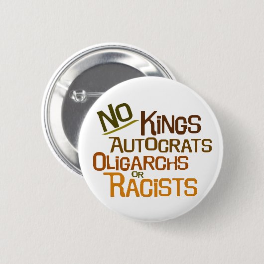 No Kings -- Brown Version Button (Voorkant /achterkant)