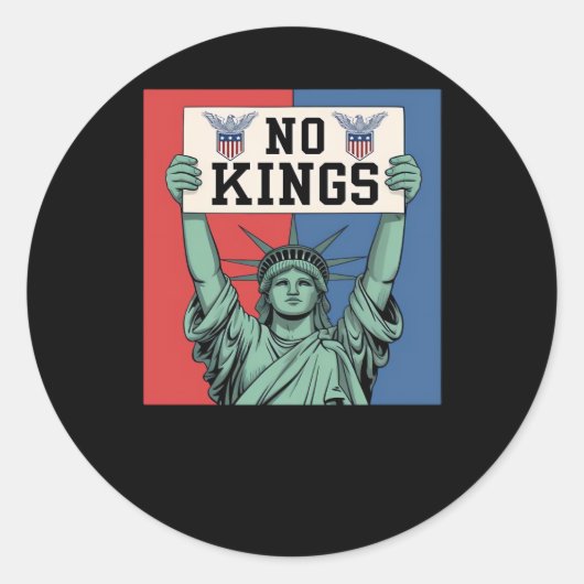 No Kings Classic Patriotic Style Ronde Sticker (Voorkant)