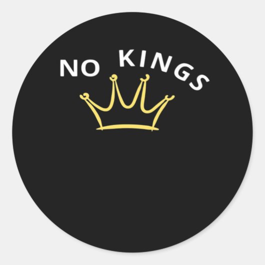 No Kings Classic Retro Cool Style Ronde Sticker (Voorkant)