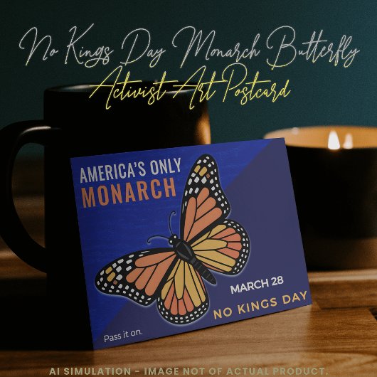 No Kings Day Monarch Butterfly Activist Art Briefkaart