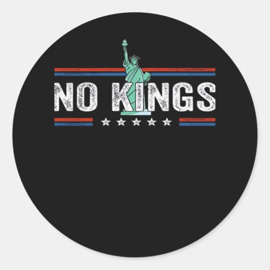 No Kings Day Retro Classic Design Ronde Sticker (Voorkant)