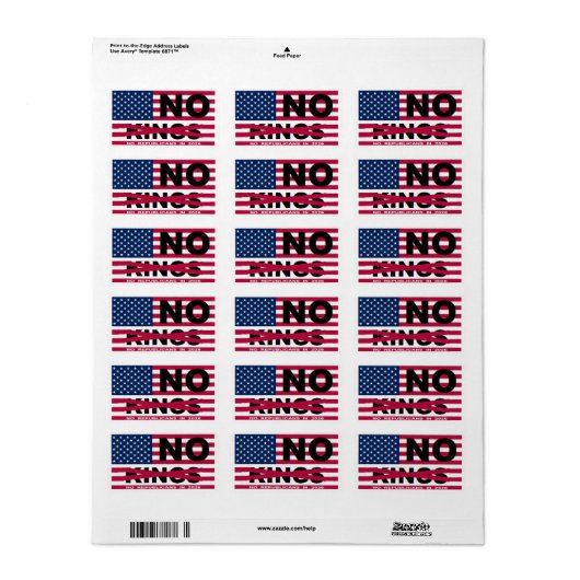 NO KINGS  ETIKET (Full Sheet)