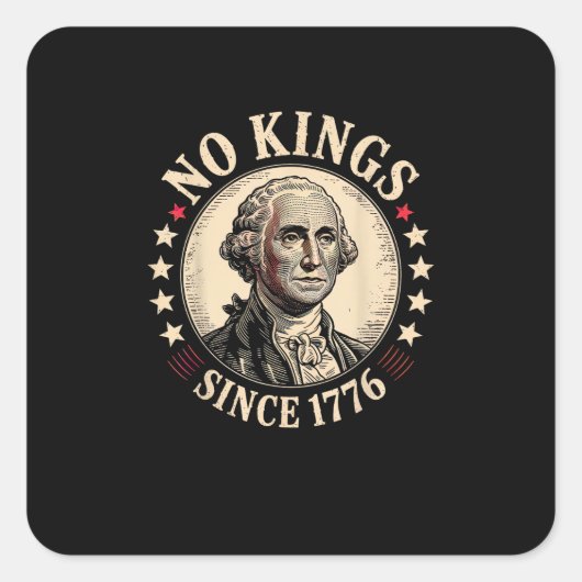 No Kings In America 1776 Freedom Retro Classic Vierkante Sticker (Voorkant)