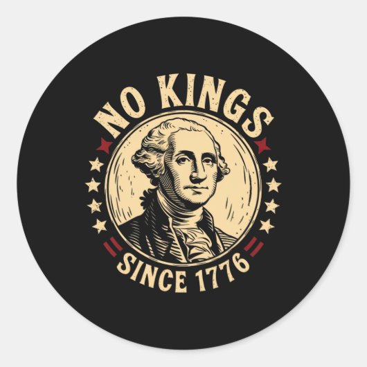 No Kings in America 1776 Save Democracy Verenigde  Ronde Sticker (Voorkant)