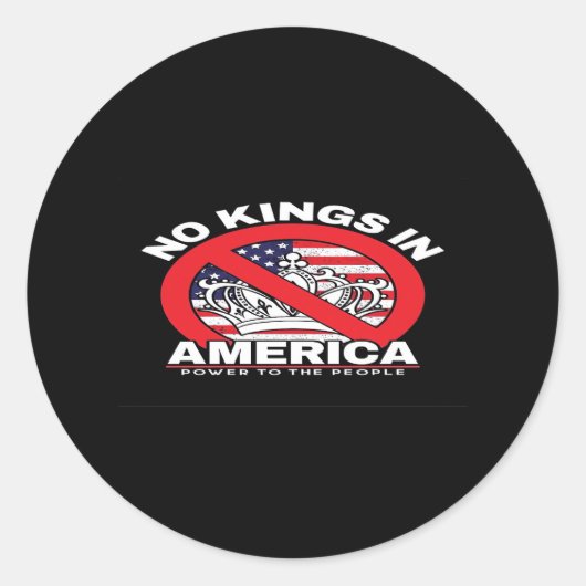 No Kings In America Anti-Monarchy Patriotic Design Ronde Sticker (Voorkant)