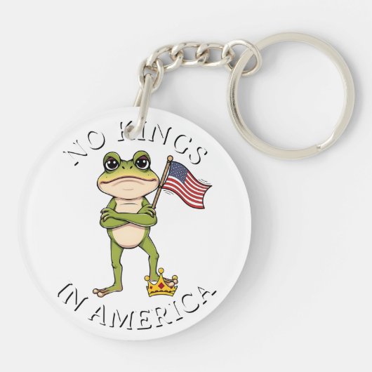 No Kings in America Anti-Trump Protest Large Sleutelhanger (Achterkant)