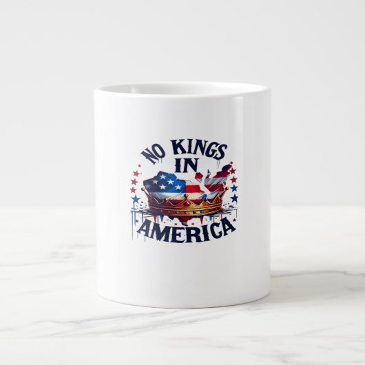 No Kings In America Classic Retro Cool Grote Koffiekop (Voorkant)