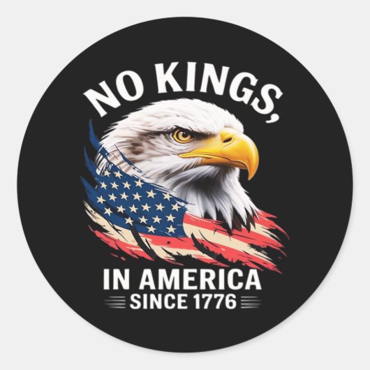 No Kings In America Classic Retro Graphic Design Ronde Sticker (Voorkant)