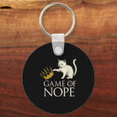 No Kings In America Funny Black Cat Kicking Crown Sleutelhanger (Voorkant)