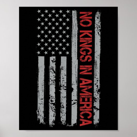 No Kings In America is een Amerikaanse vlag  Poster (Voorkant)