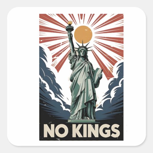 No Kings In America Liberity Status USA Democrats  Vierkante Sticker (Voorkant)