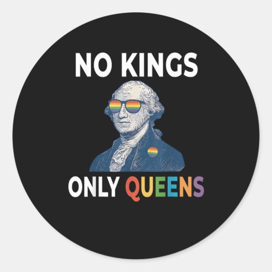 No Kings In America Only Queens Funny Queer Gay Pr Ronde Sticker (Voorkant)