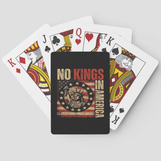 No Kings In America Patriotic Grunge Classic Vinta Pokerkaarten (Achterkant)