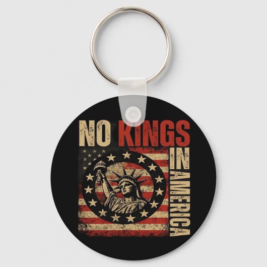 No Kings In America Patriotic Grunge Classic Vinta Sleutelhanger (Voorkant)