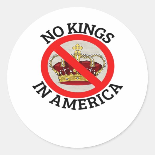 No Kings In America Patriotic Style Ronde Sticker (Voorkant)