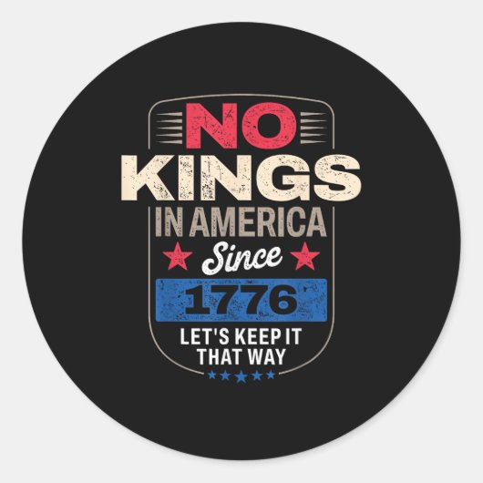 No Kings In America Retro Classic Ronde Sticker (Voorkant)