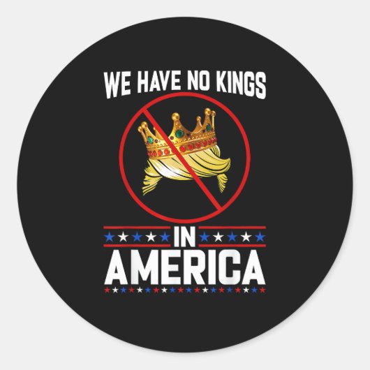 No Kings In America Save I Dissent Minimal Freedom Ronde Sticker (Voorkant)
