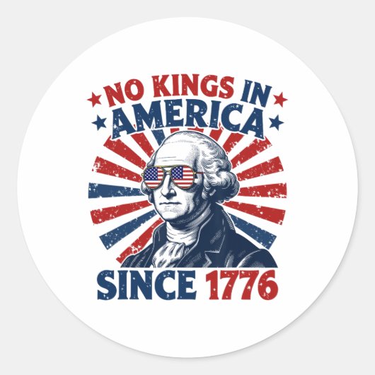 No Kings In America Since 1776 Distressed Flag Usa Ronde Sticker (Voorkant)