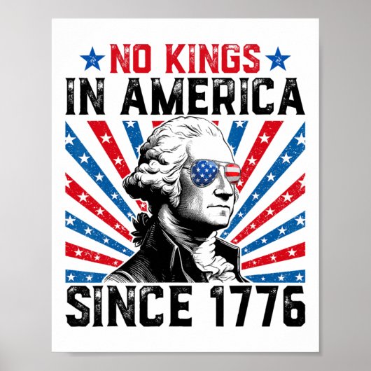 No Kings In America Since 1776 Distressed Usa Flag Poster (Voorkant)
