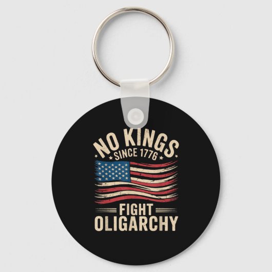 No Kings In America Since 1776 Oligarchy Patrioti Sleutelhanger (Voorkant)