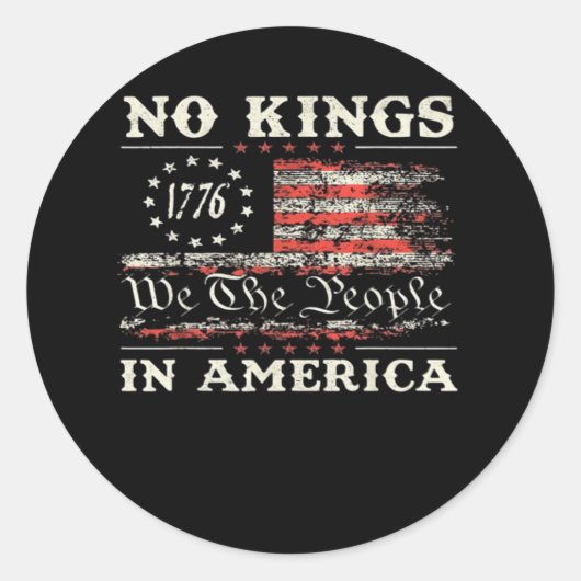 No Kings In America United States Independence Cla Ronde Sticker (Voorkant)