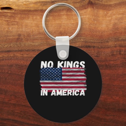 No Kings In America USA Flag Freedom Classic Sleutelhanger (Voorkant)