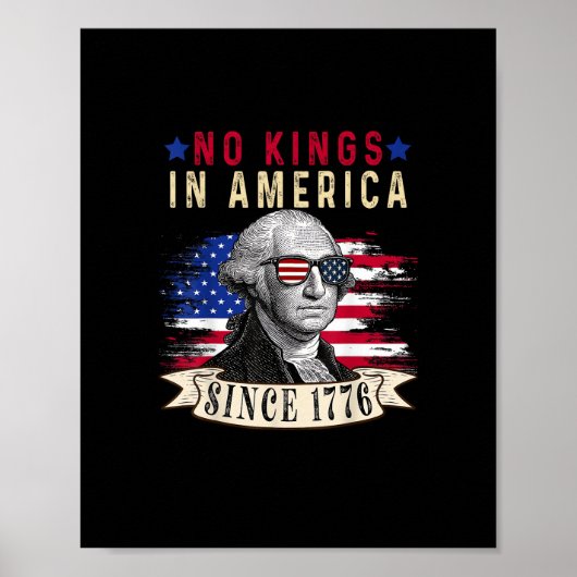 No Kings In America USA Flag Retro Cool Style Poster (Voorkant)