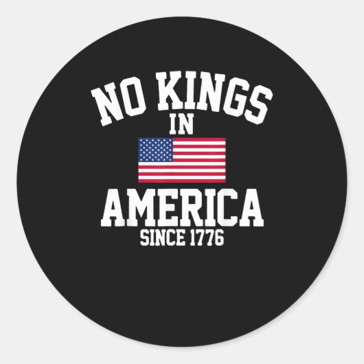 No Kings In America USA Flag Retro Cool Style Ronde Sticker (Voorkant)