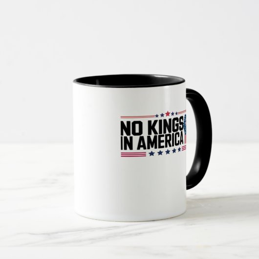 No Kings In America USA Patriotic Style Mok (Voorkant rechts)