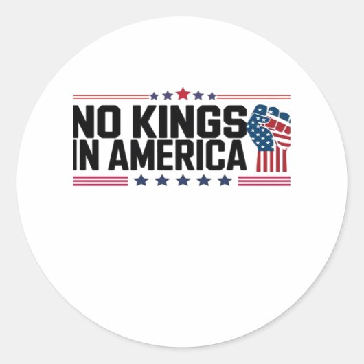 No Kings In America USA Patriotic Style Ronde Sticker (Voorkant)