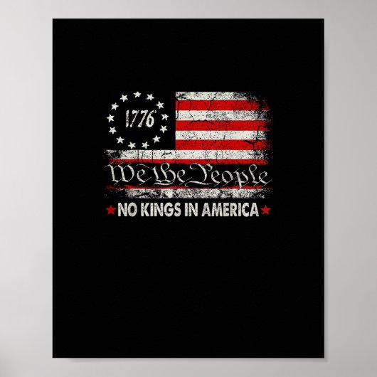 No Kings In America We The People Retro Cool Poster (Voorkant)