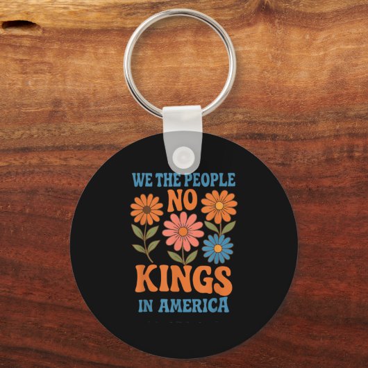 No Kings In America We The People Retro Lovers Sleutelhanger (Voorkant)