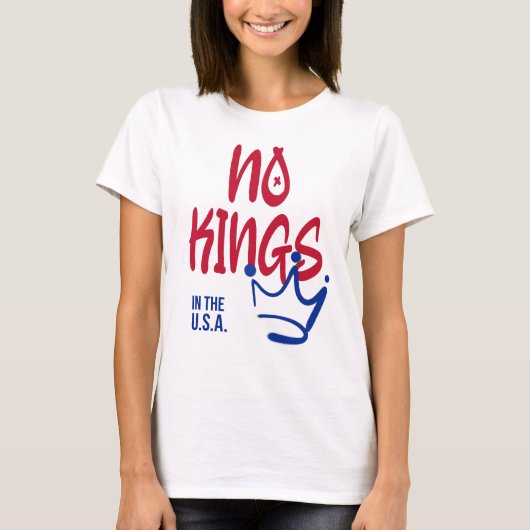 No Kings in the U.S.A. Shirt - Rood, Blauw & Luid (Voorkant)