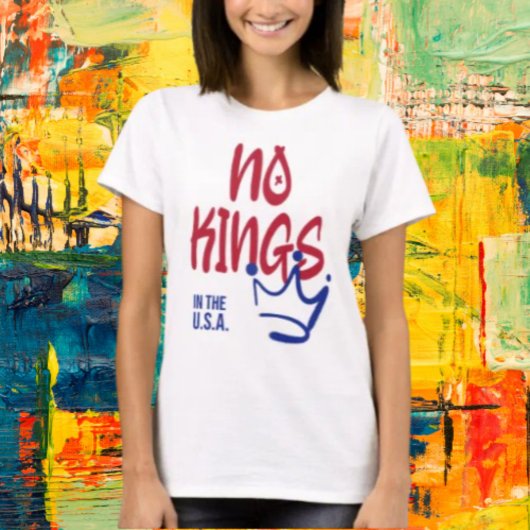 No Kings in the U.S.A. Shirt - Rood, Blauw & Luid