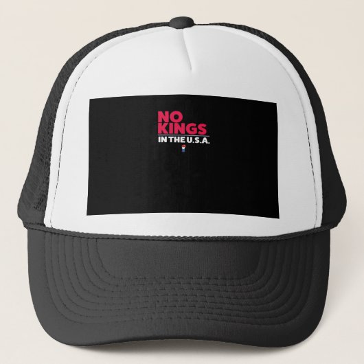No Kings In The USA Trendy Graphic Trucker Pet (Voorkant)