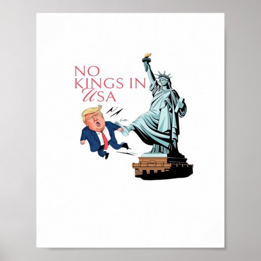 No Kings In USA Statue Of Kicking Out Fump Classic Poster (Voorkant)