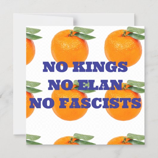 NO KINGS NO ELAN NO FASCISTS MAGNET MAGNETISCHE UITNODIGING (Voorkant)
