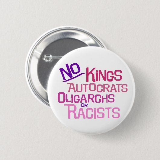 No Kings -- Pink Version Button (Voorkant /achterkant)