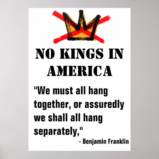 No Kings Protest poster - Ben Franklin Quote (Voorkant)