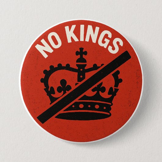 No Kings Protest Symbol Ronde Button 7,6 Cm (Voorkant)