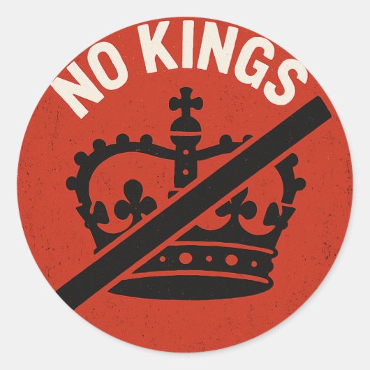 No Kings Protest Symbol Ronde Sticker (Voorkant)