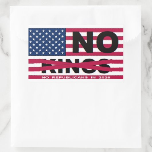 NO KINGS RECHTHOEKIGE STICKER (Tas)
