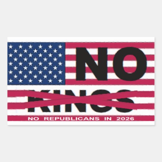 NO KINGS RECHTHOEKIGE STICKER (Voorkant)