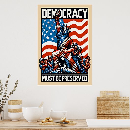 No Kings Save Democracy  Poster (Keuken)