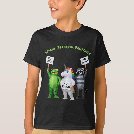 No Kings Unpaid Peaceful Protester Frog And Unicor T-shirt (Voorkant)